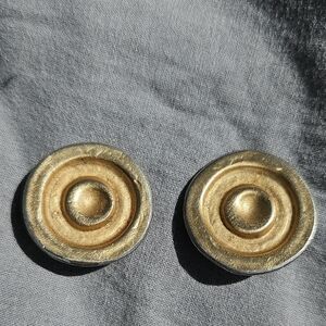 Vintage Midcentury MCM Gold and Silver Round Button Earrings